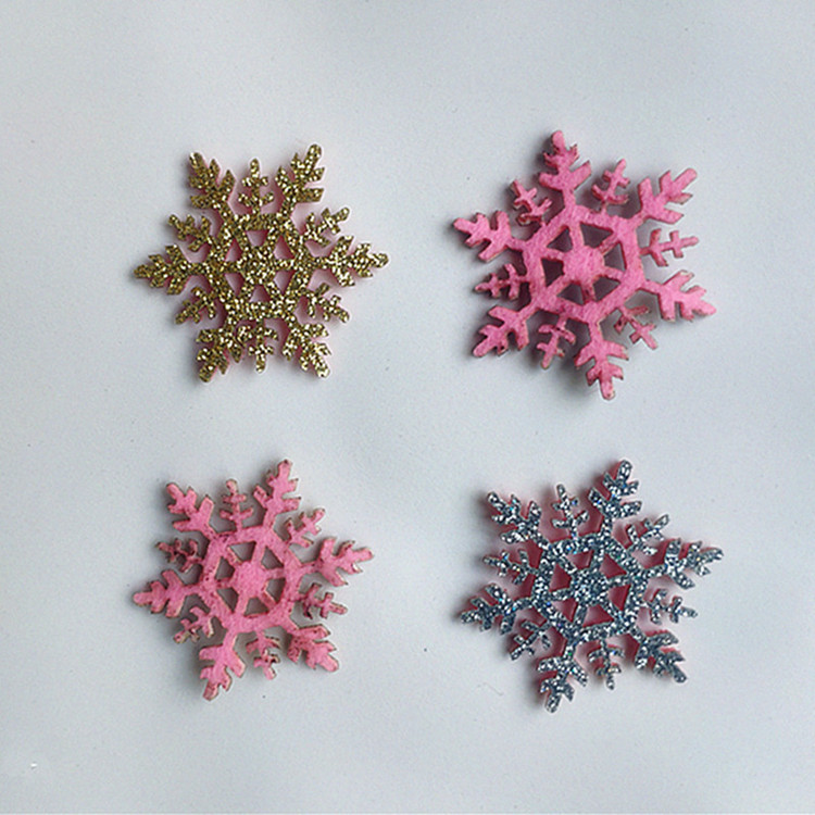 圣诞节 diy闪粉亮粉雪花毛毡不织布儿童 发箍发卡头饰配件