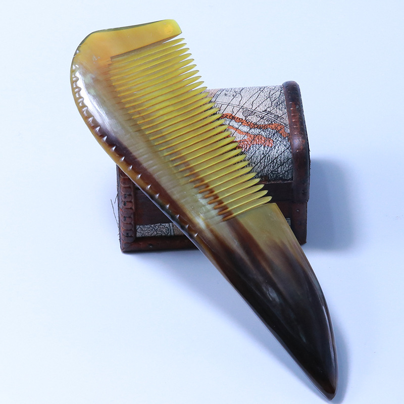 黄牛角梳纯正品男女防静电脱发经络按摩加厚梳子可定制厂家批发