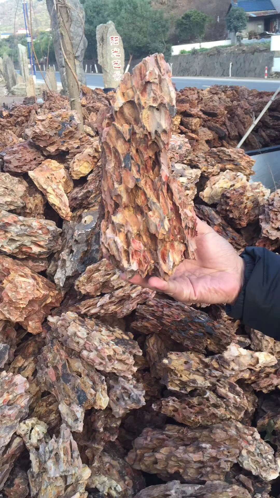 大量批发鱼缸造景松皮石又叫虎皮石多孔美观还有特价木化石青龙石