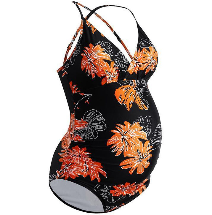 2020新款欧美印花连体比基尼泳衣性感三角孕妇泳装