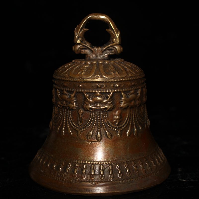 古玩杂项收藏仿古做旧黄铜做旧摇铃铛摆件