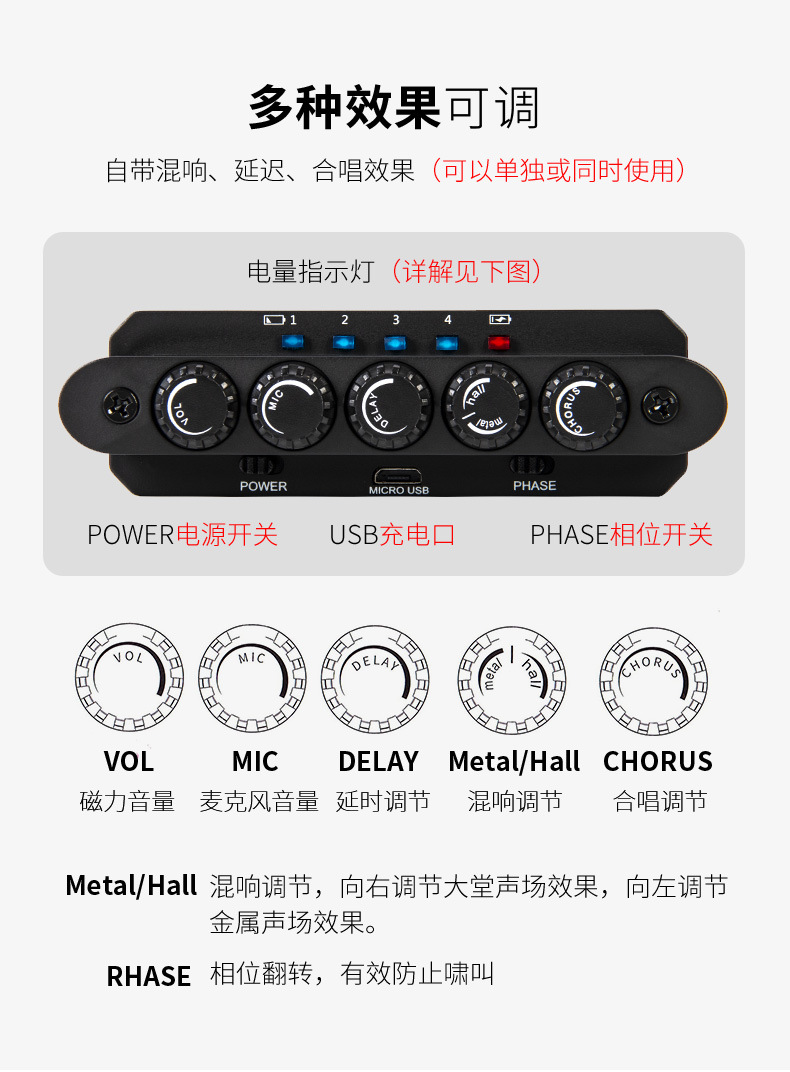 skysonic天音民谣木吉他拾音器a-710/810 t-901/2/r2音孔扩音器