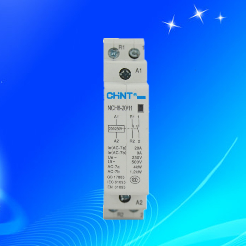 正泰 家用交流接触器 小型导轨式 nch8-20/20 220v 25/20