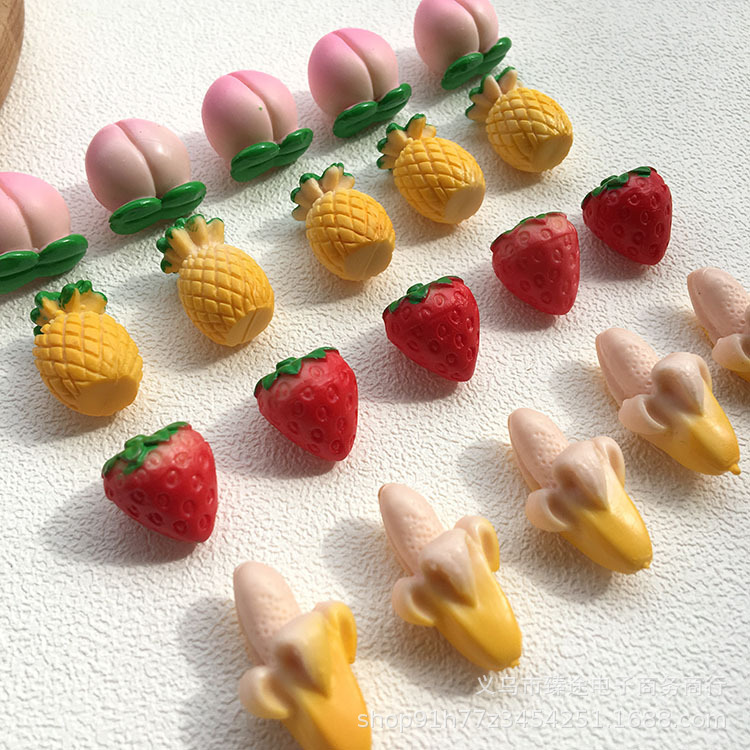 仿真迷你水果水蜜桃桃子草莓塑胶玩具挂件diy手作耳环批发