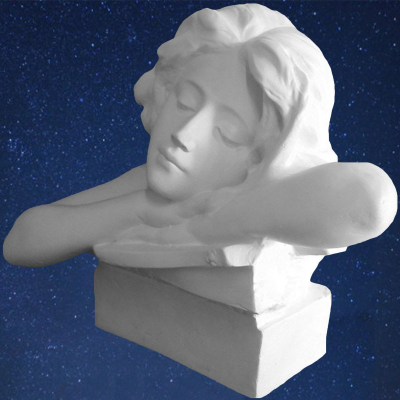 艺伯乐石膏像思考女孩44cm石膏头像美术画室素描教学写生雕塑摆件