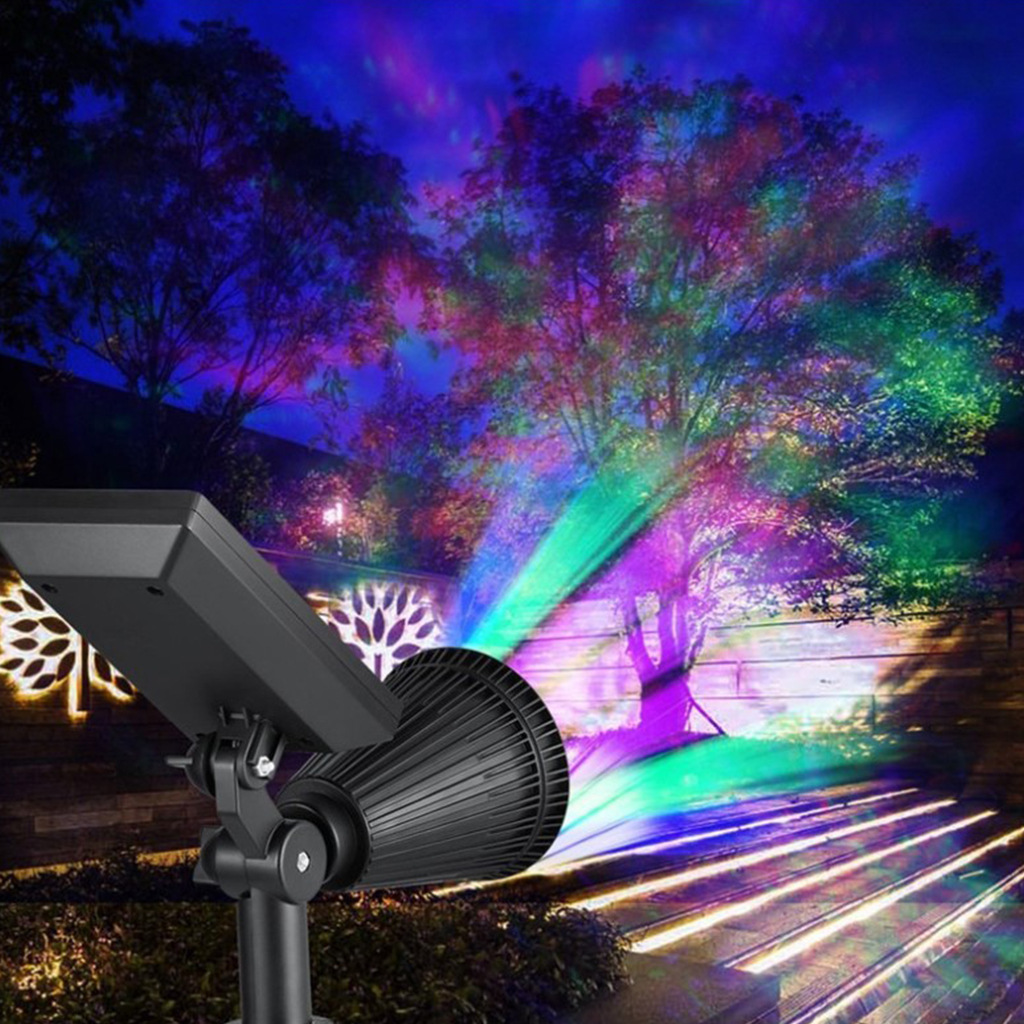 跨境七彩7led太阳能草坪灯射灯户外园林花园庭院灯插地灯景观rgb