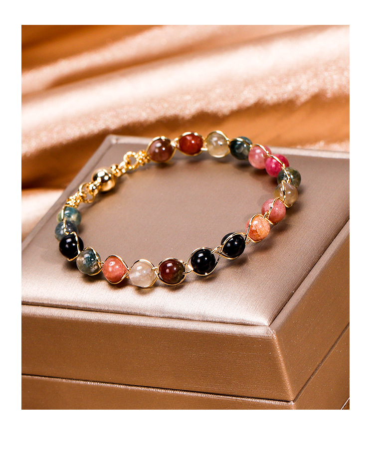 唯逸碧玺吸铁石手链女孩招财转运幸运石榴石手串七彩水晶手饰