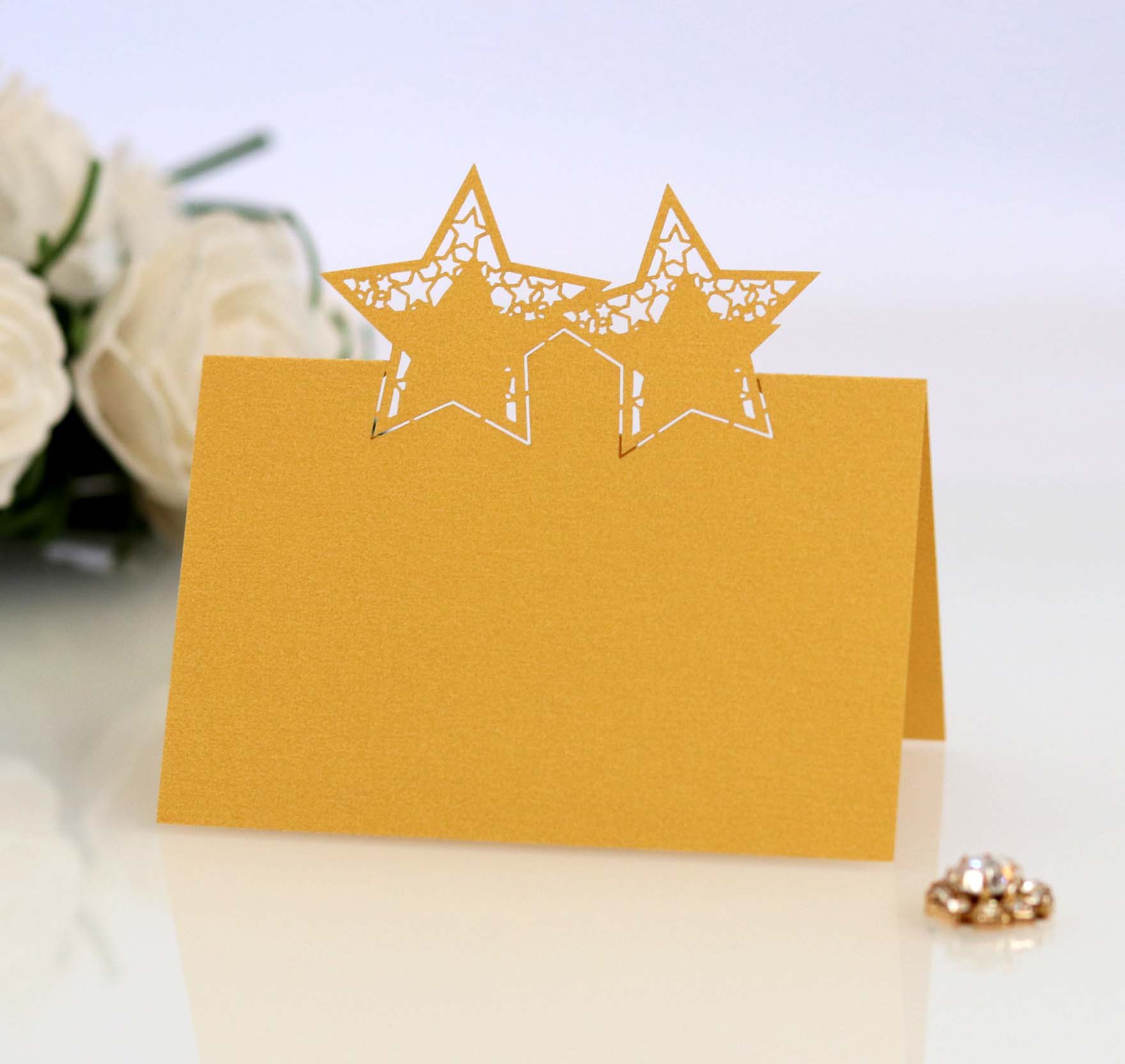 五角星婚礼会议镂空席位卡激光卡片桌卡座次卡酒席座位厂家直销