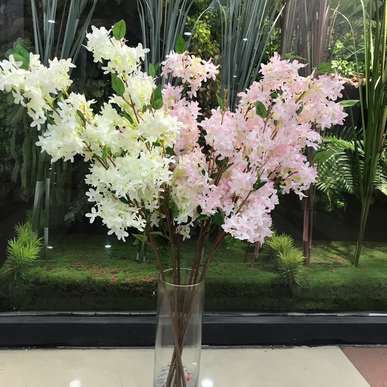 仿真十字樱花枝 加密樱花枝 婚庆装饰假樱花枝 拱门仿真花假花