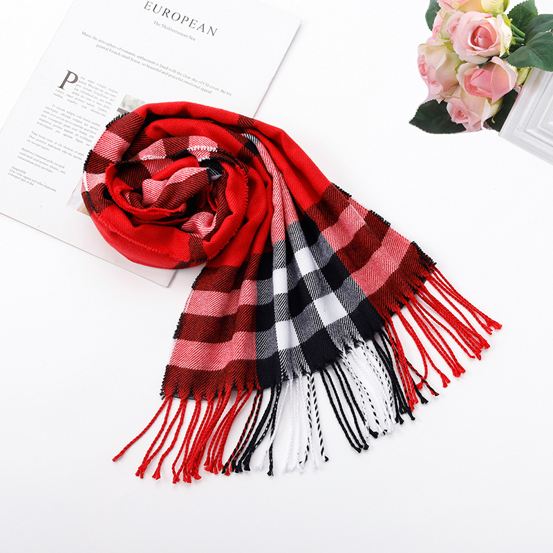 Autumn and Winter New British Plaid Artificial Cashmere Scarf Children's Tassel Warm Shawl Dual-Use Men's and Women's Neck Warmer Wholesale