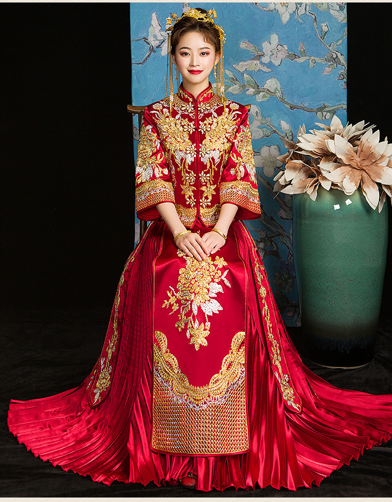 秀禾服新娘2019新款结婚古装中式婚纱嫁衣龙凤褂出阁服秀禾