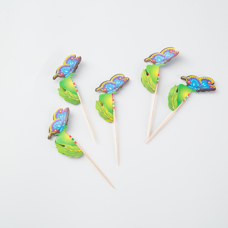 蝴蝶蜂巢创意牙签水果签家用蛋糕插件蜂窝球拉花装饰签派对插签