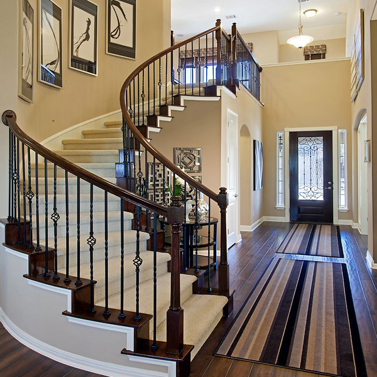 工厂定制现代豪华设计弧形玻璃楼梯不锈钢钢化玻璃踏步旋转弧梯