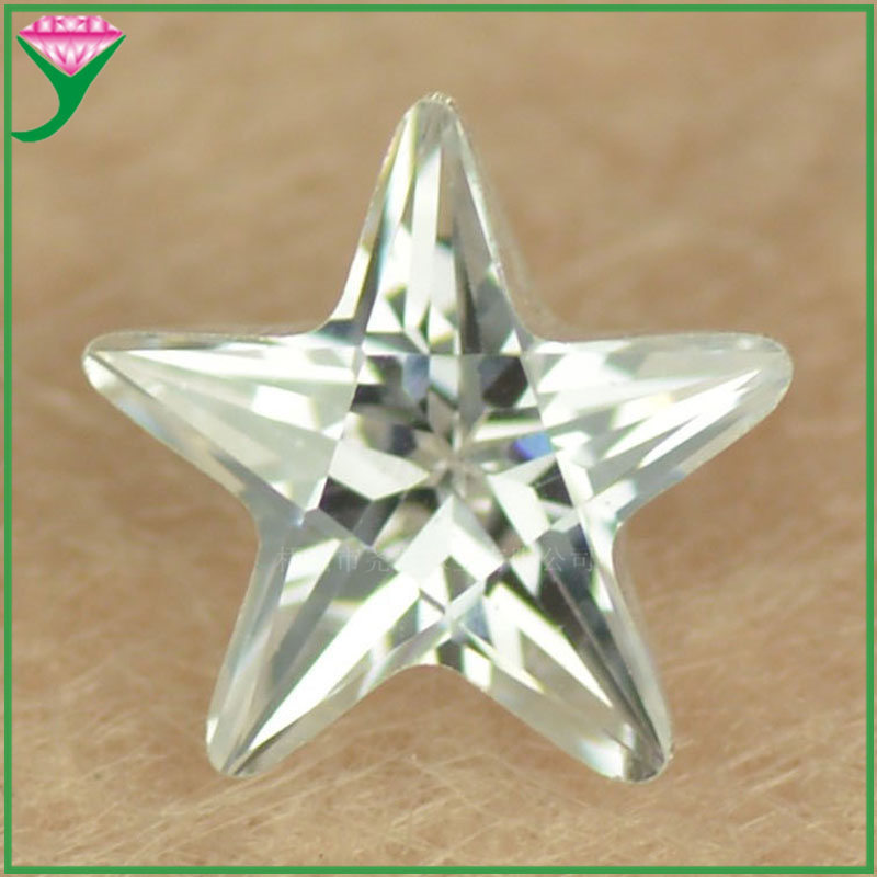 厂家批发五角星形人工白锆石裸石2-12mm白色星星形钻人造皓石宝石