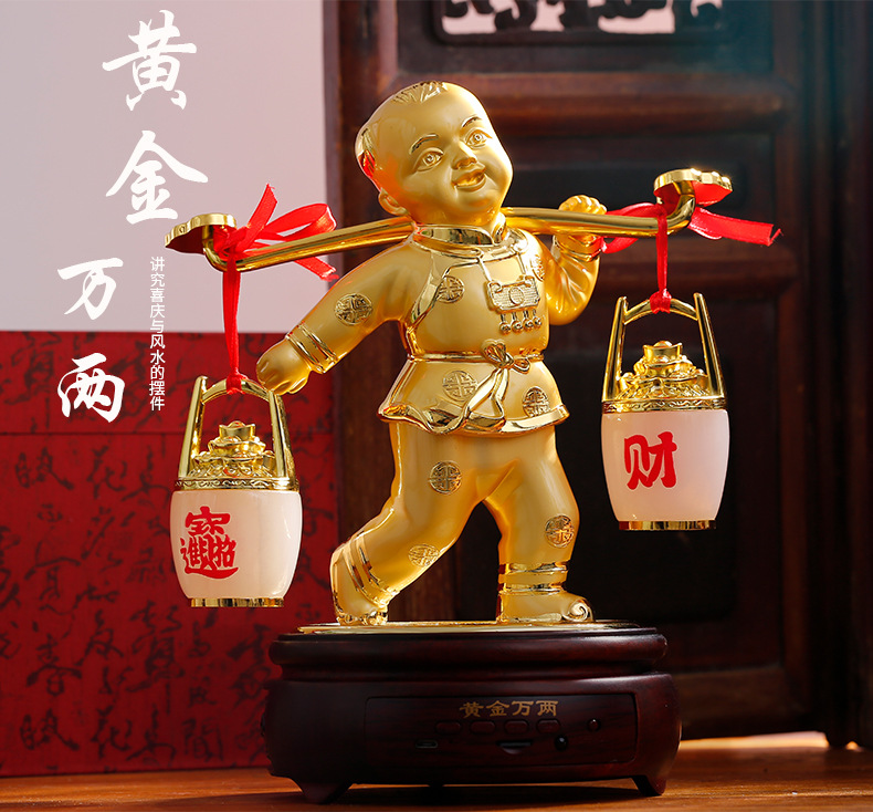 定制中国风商务会议礼品古典蓝牙音响创意室内摆件招财童子音乐机