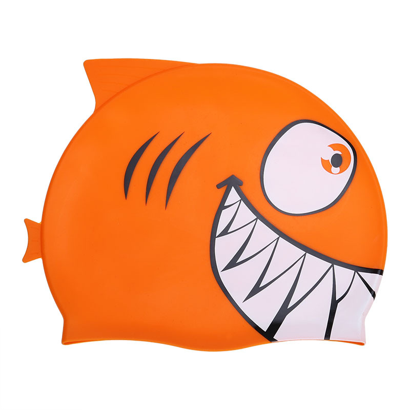 儿童卡通游泳帽护发硅胶帽鲨鱼帽透气防水潜水游泳装备