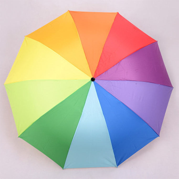 Umbrella Large Quantity Rainbow Umbrella Folding Umbrella Triple Folding Umbrella Gift Wholesale Advertising Umbrella Printable Logo