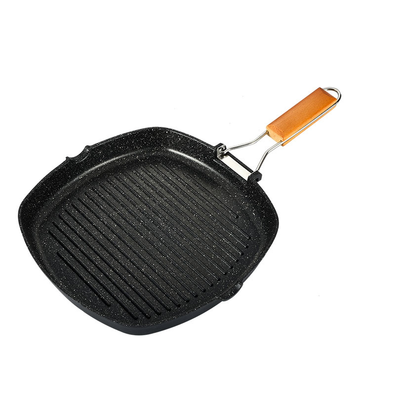 Factory Direct Sales 28cm Aluminum Die Casting Folding Fry Pan Non-Stick Bakeware Suitable for Outdoor Camping