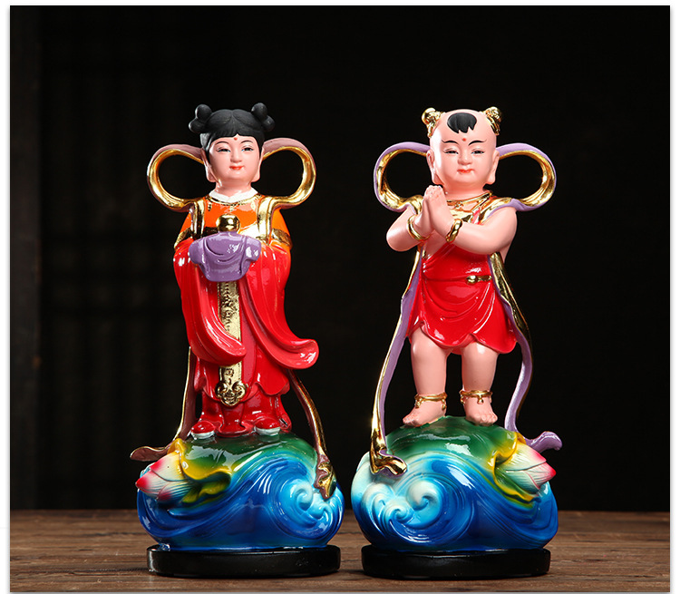 金童玉女佛像童男童女摆件善财童子龙女寺庙开光居家供奉客厅佛堂