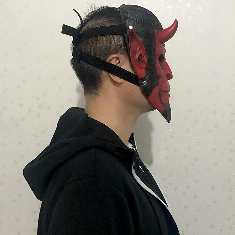 万圣节树脂地狱男爵般若面具全脸日本成人鬼脸恐怖魔鬼装饰道具