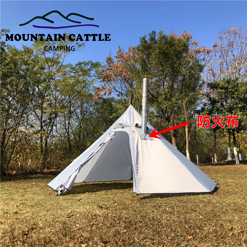 专利mountailcattle听雪320 八边角野露营烟囱柴火金字塔炎热帐篷