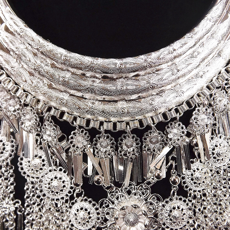 泰国外贸原单苗银项圈 苗族傣族颈项饰品 云南民族风婚庆表演配