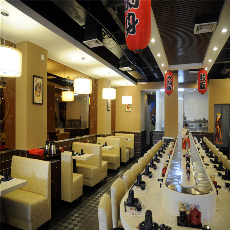 弘建一回转寿司过山车平板车 旋转寿司台设备新干线智能送餐小车