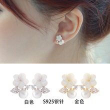 日韩版花朵耳钉女气质个性简约大气耳环2020新款时尚仿珍珠耳坠饰