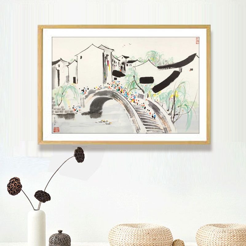 吴冠中装饰画新中式江南水乡水墨山水画墙画客厅挂画书房禅意挂画