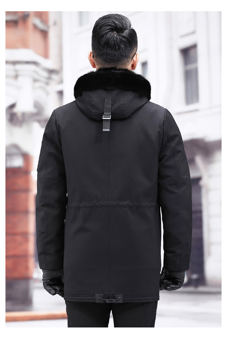 海宁派克服男水貂连帽中长款林貂整貂皮内胆皮毛一体皮草男装外套