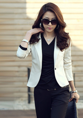 2018速卖通新款春秋装女士韩版时尚女装休闲修身小西装短外套c068