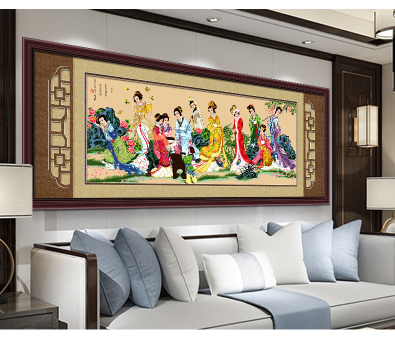 琴棋书画十字绣红楼梦十二金钗客厅大幅名画手工线绣新款厂家直销