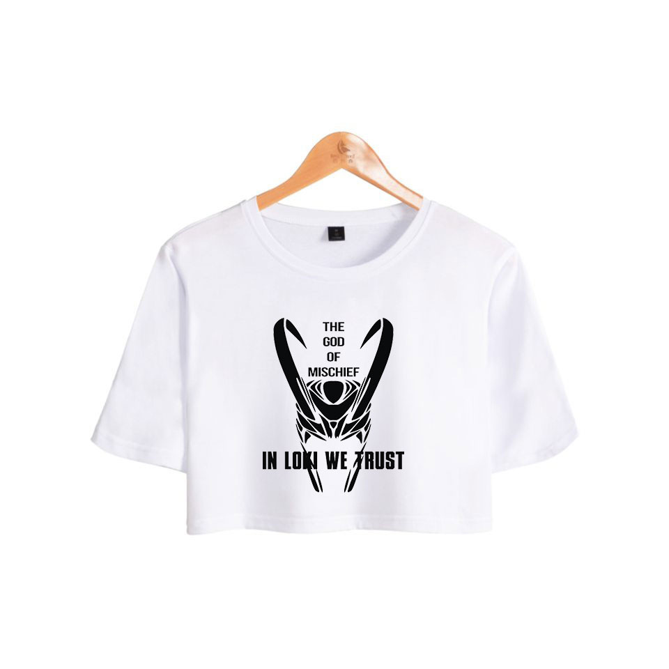 源头厂货批发 北欧神话 loki 洛基邪神 性感休闲露脐短袖t恤 女