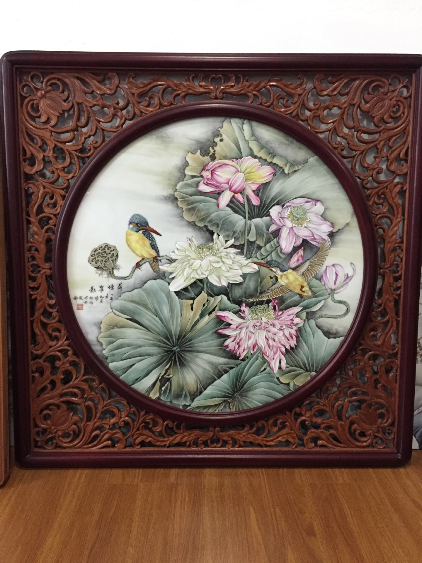 工艺美术师画作,精品工笔写实瓷板画,精品瓷板画,可定制