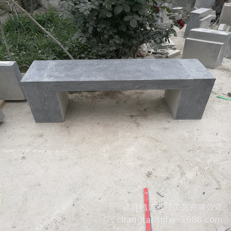 户外休闲青石抛光凳子直条椅青石椅公园休闲定制石椅加工厂石凳子