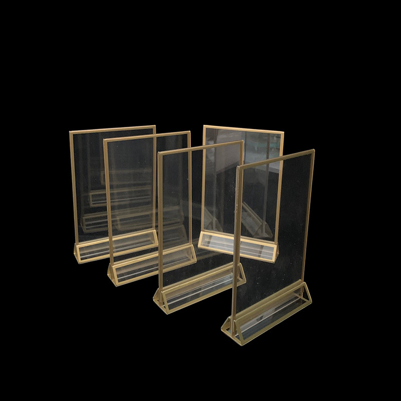 高透明金边亚克力酒水牌台签卡展示架有机玻璃广告菜单价格牌-阿里巴