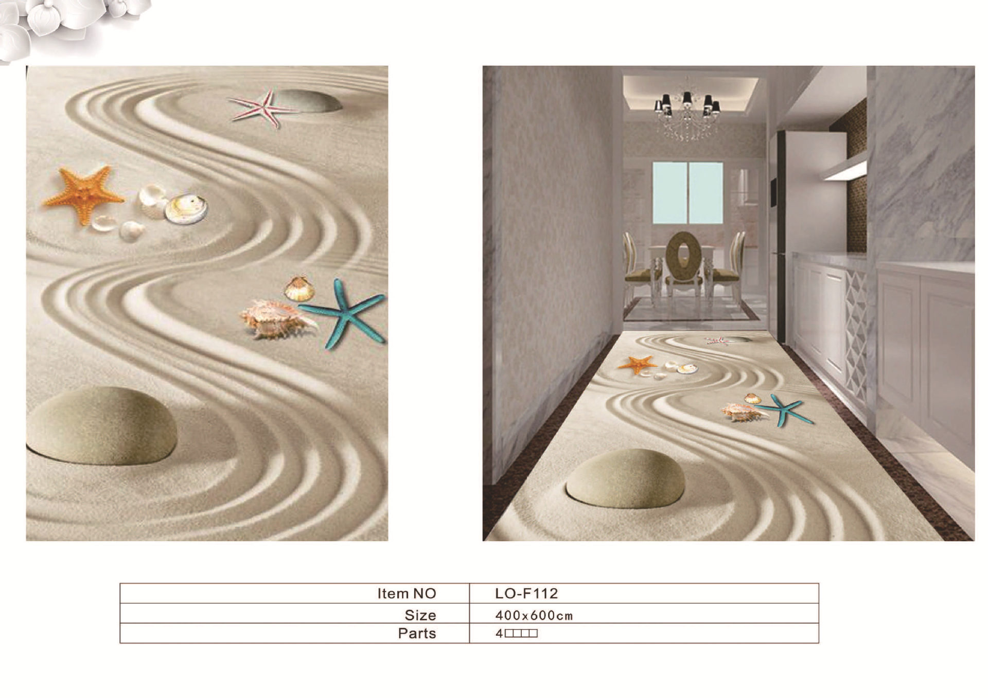 高清海浪沙滩3d地板画大海波浪贝壳客厅3d地板地砖地贴画