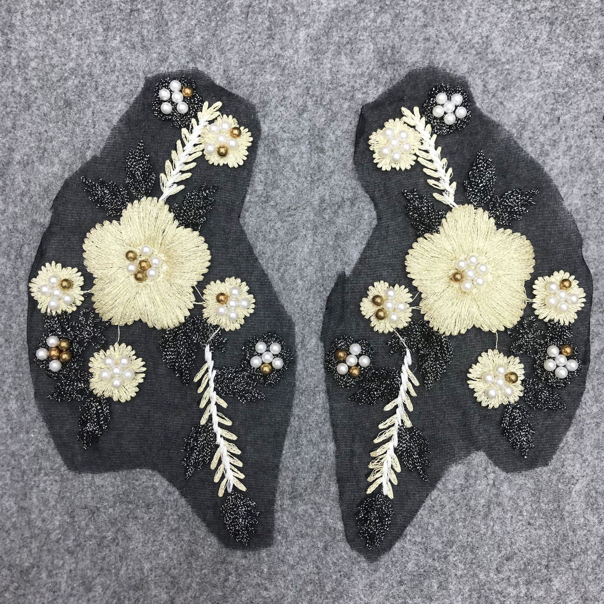 全新金线电脑绣花对花毛衣外套牛仔贴花女装装饰辅料跨境专供