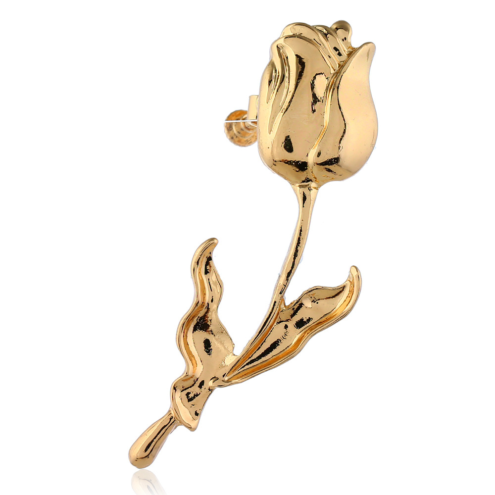 新款创意耳饰 欧美时尚简约气质金属玫瑰花潮人耳骨夹耳针耳环