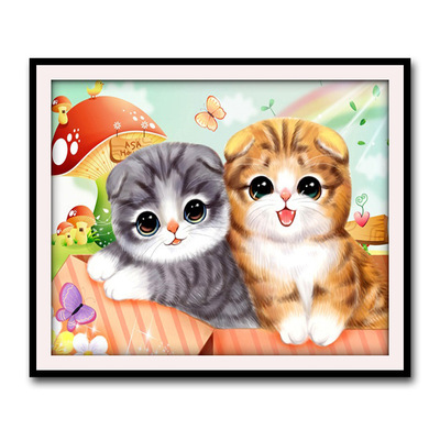 2019新款钻石画现代卡通动物十字绣可爱猫咪客厅装饰画满钻贴钻画