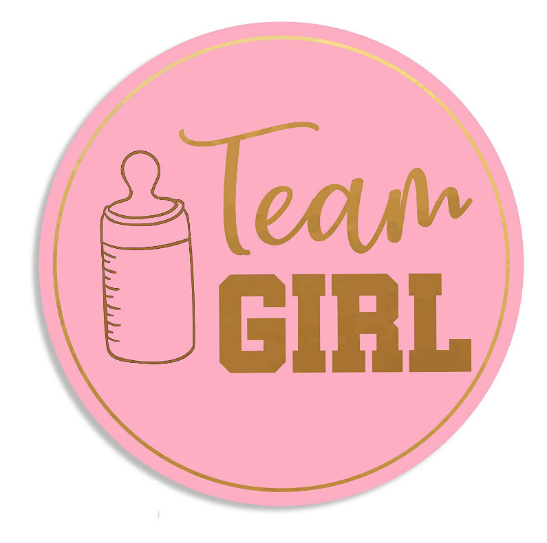 性别揭示贴纸 team boy or team girl 烫金不干胶贴纸标签
