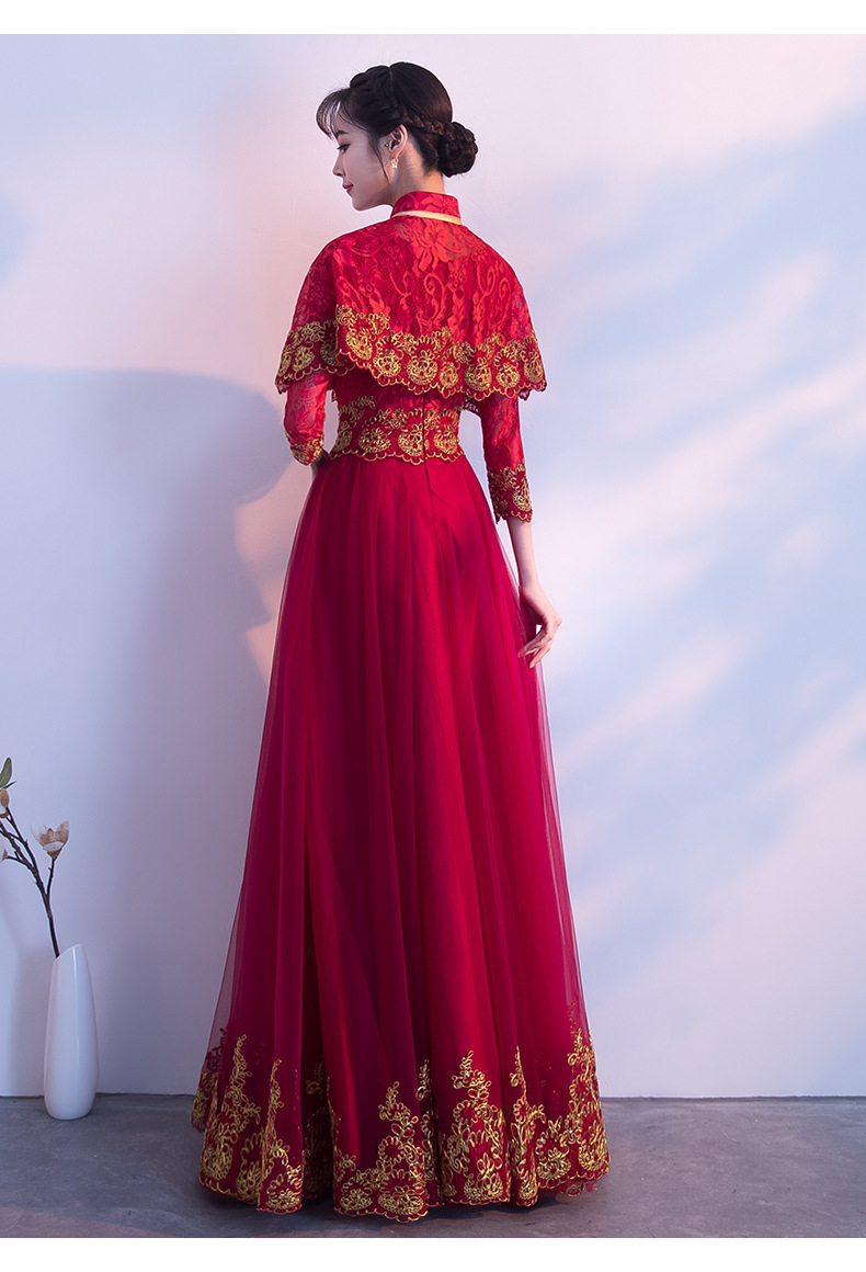 中式敬酒服女2020新款夏季秀禾服新娘孕妇结婚遮肚子晚礼服裙大码