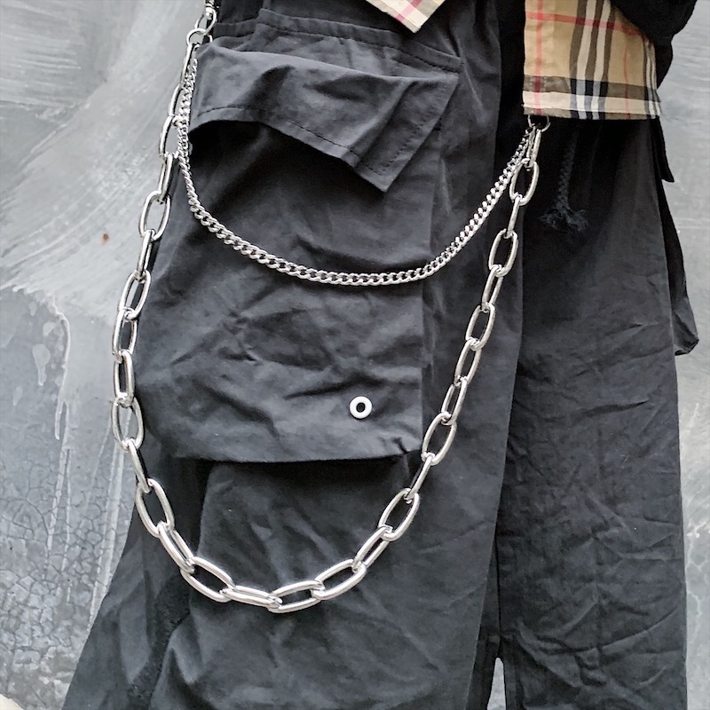 百搭裤链ins潮人网红裤子挂链双层金属铁链嘻哈潮流同款裤链男女