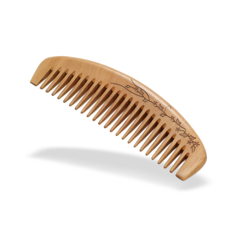 Sales Whole Wood Moon-Shaped Carved Wide Tooth Laser Engraving Modeling Curly Hair Mahogany Comb