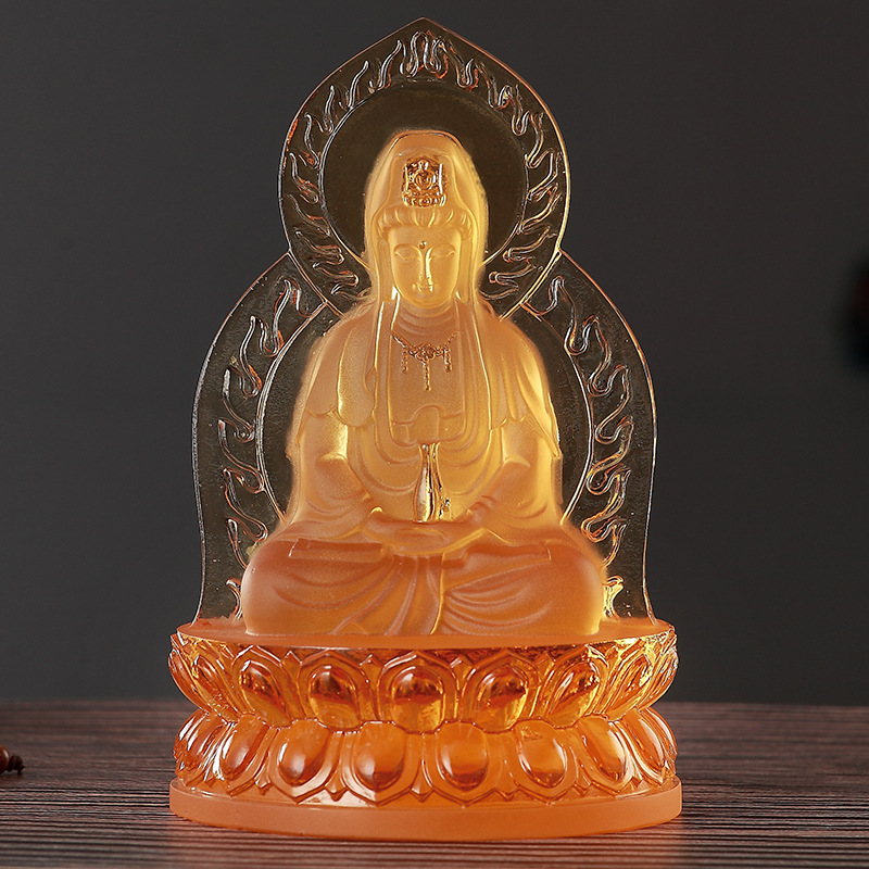 15cm臻美古法琉璃双面观音菩萨佛像佛堂摆件工艺礼品批发一件代发