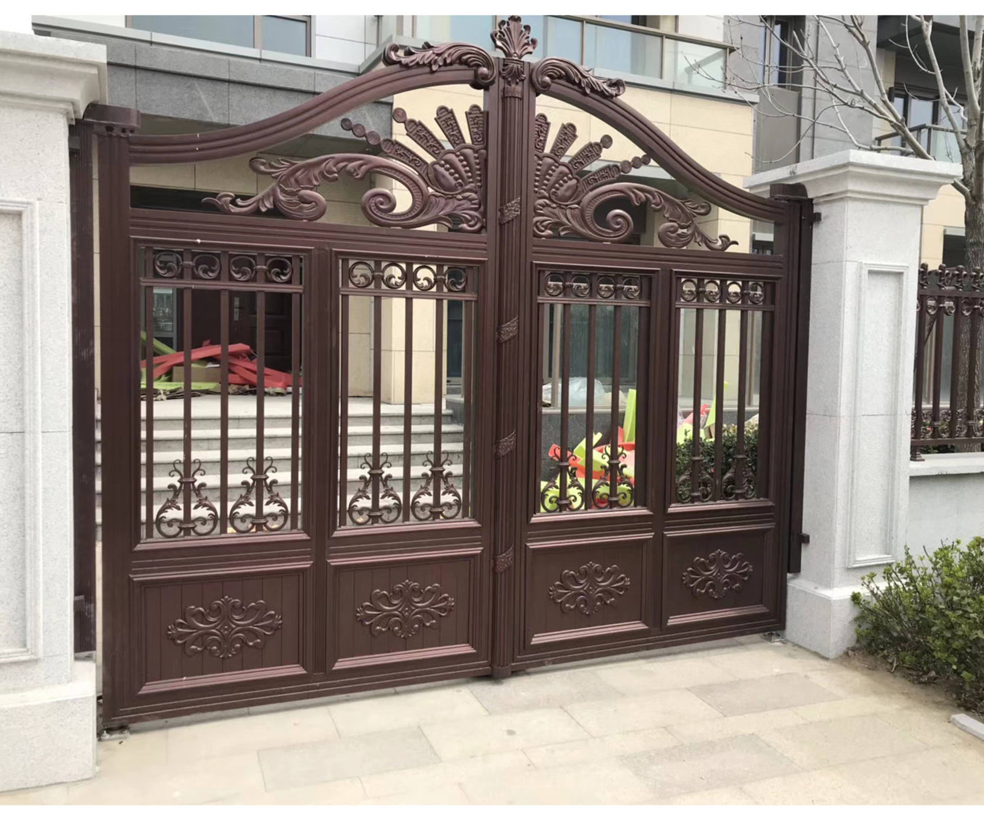 厂家定制 铝艺大门 铝合金庭院门 别墅大门 农村别墅平开门庭院门