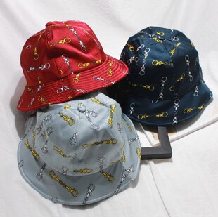 春季渔夫帽韩国原单绸缎渔夫帽女百搭手铐图案缎面盆帽夏遮阳帽子
