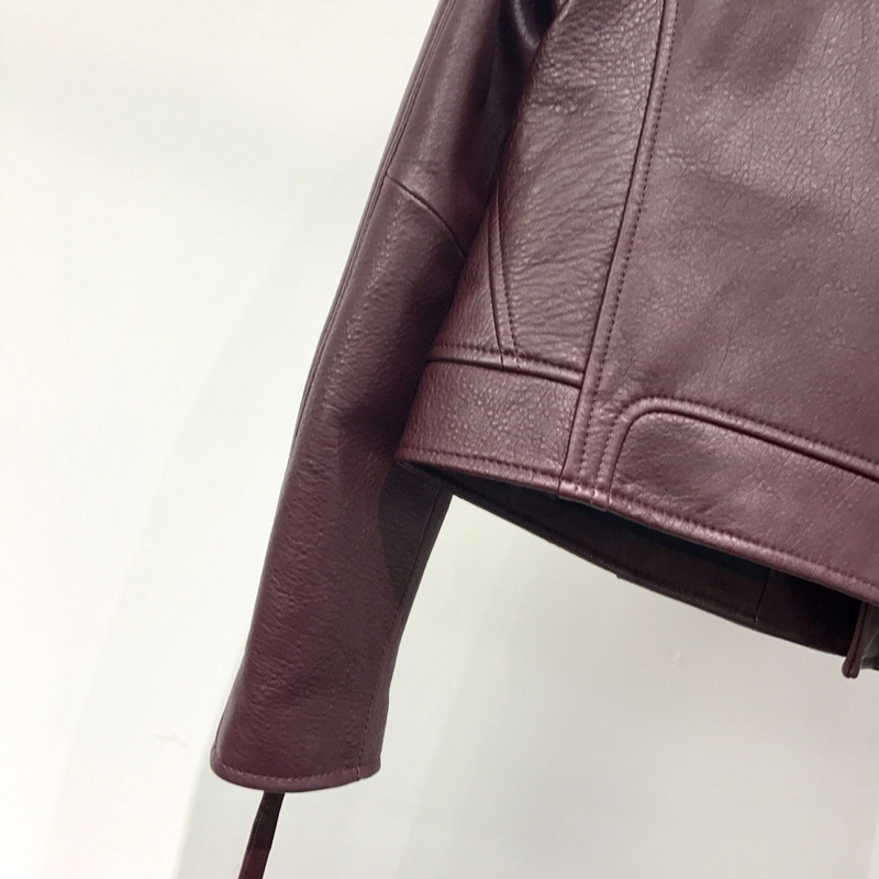 泡皮绵羊皮夹克皮衣短款机车真皮百搭修身外套女春秋2019新款潮