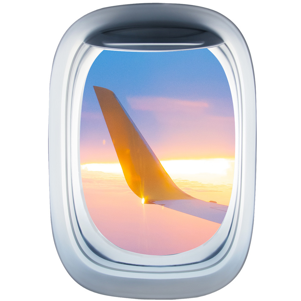 ew030三张组合仿真飞机窗船舷立体可移除墙贴假窗户客厅贴画贴纸