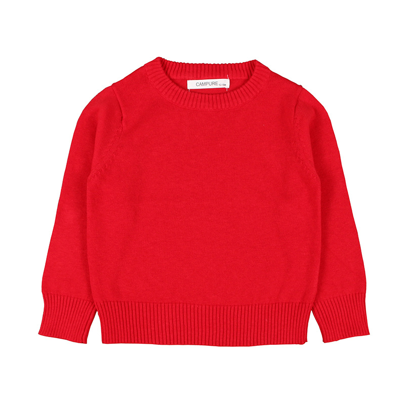 Foreign Trade Ins Children's Clothing Autumn 19 New Korean Style Boys and Girls Solid Color Sweater Pullover Sweater Candy Bottoming Shirt